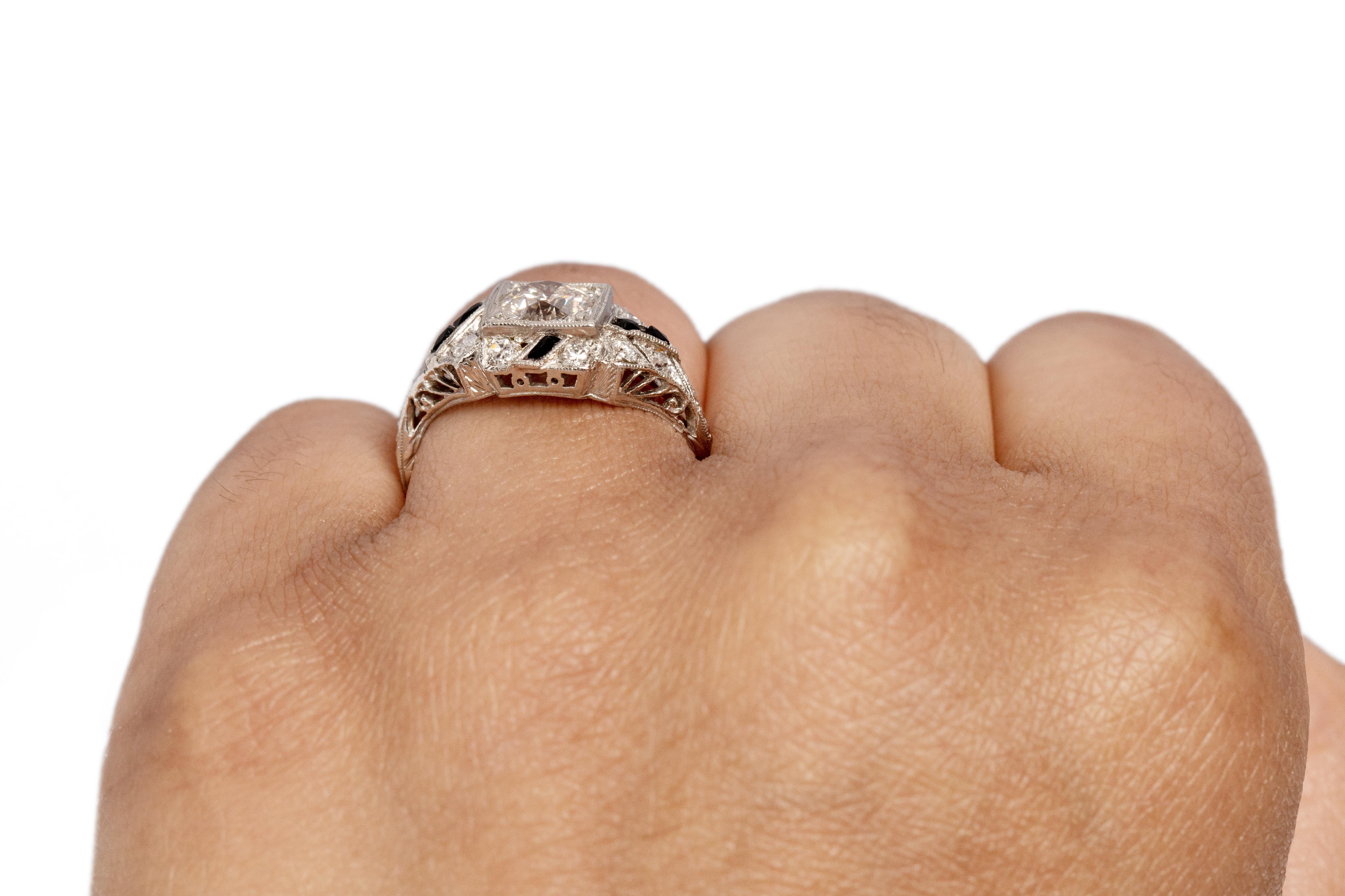 .85 Carat Art Deco Diamond Platinum Engagement Ring In Good Condition For Sale In Atlanta, GA