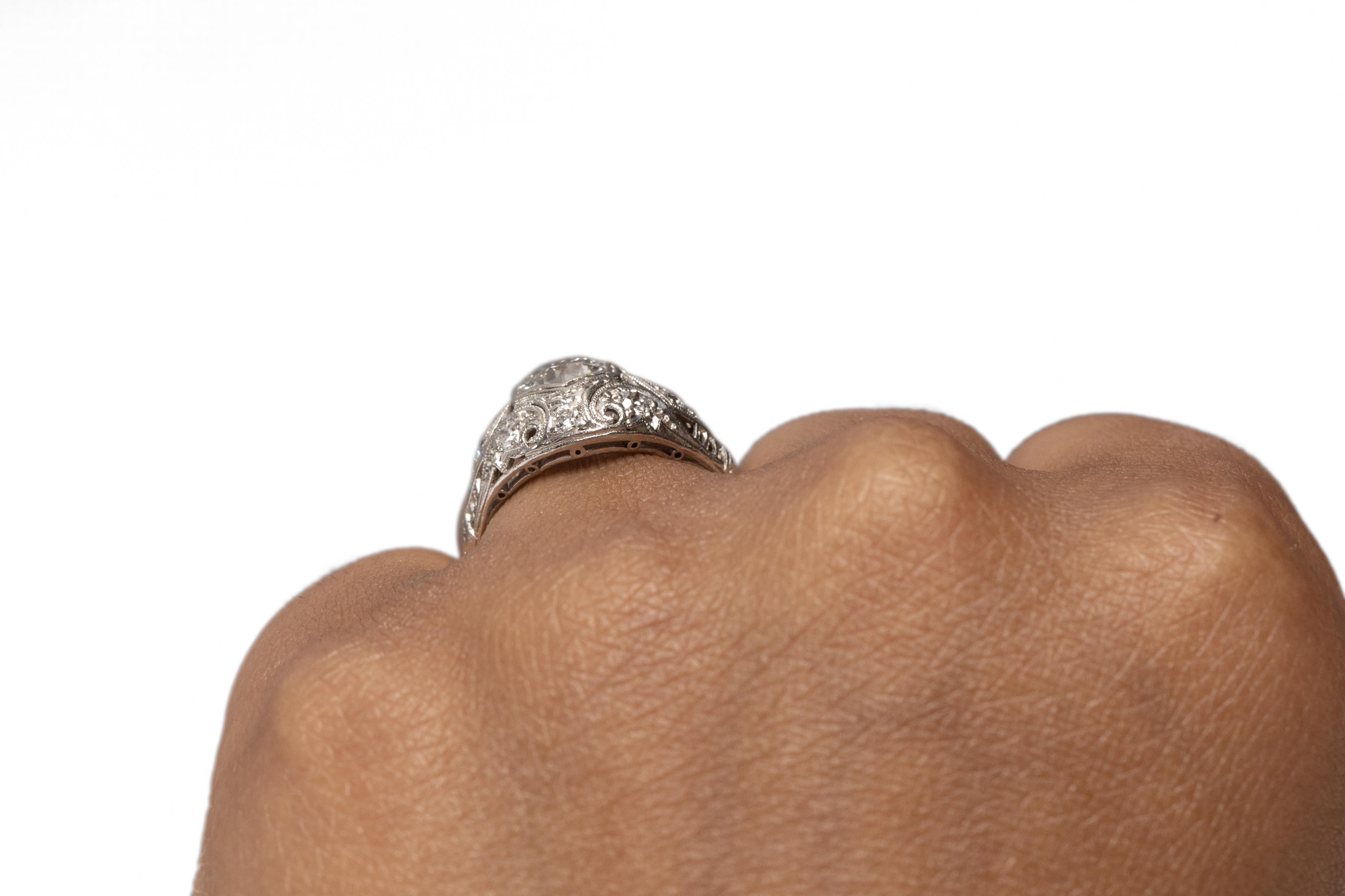 .85 Carat Art Deco Diamond Platinum Engagement Ring For Sale 1