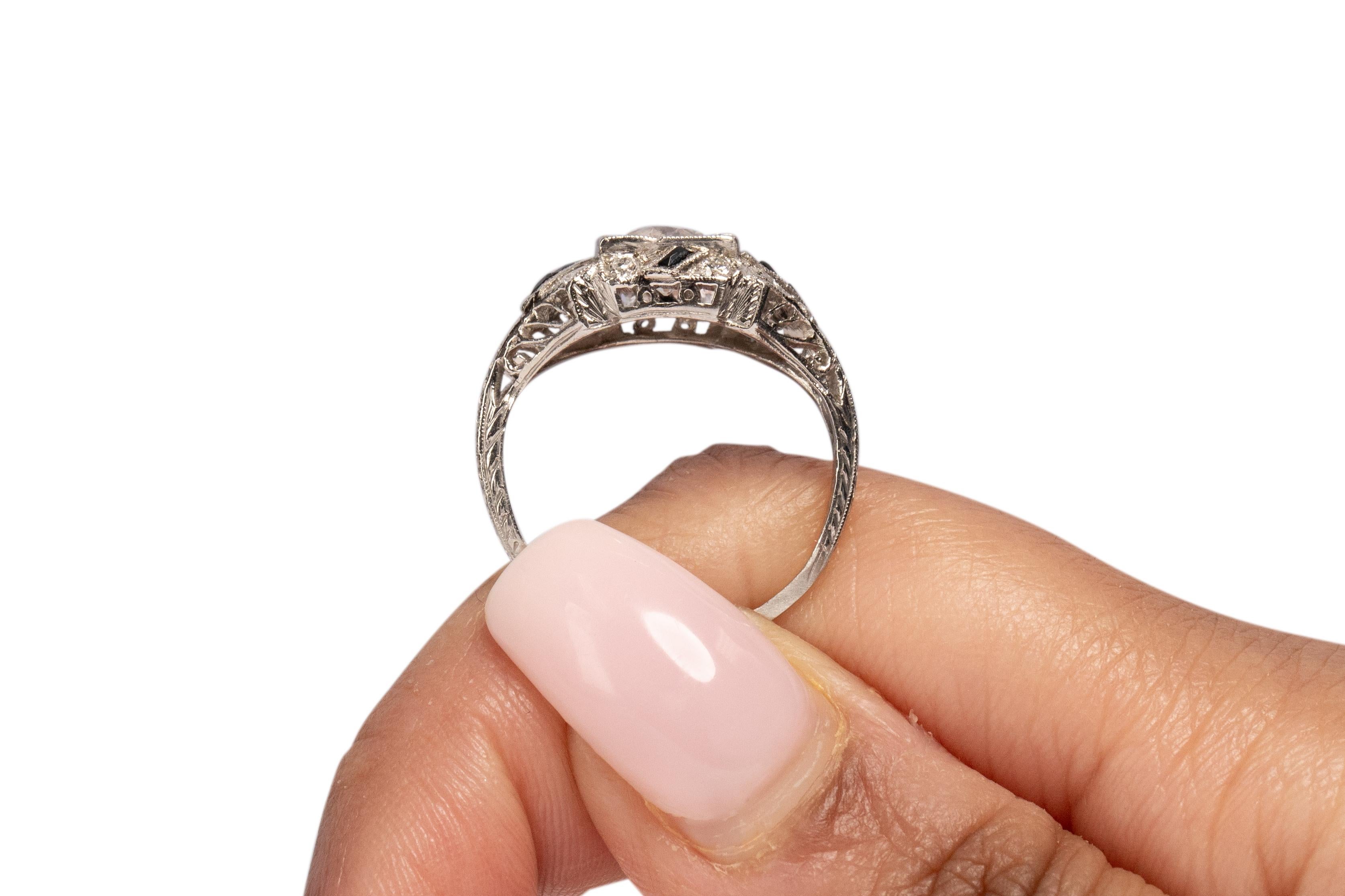 .85 Carat Art Deco Diamond Platinum Engagement Ring For Sale 1
