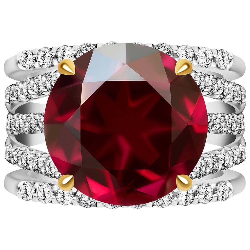 14k White Gold Oval Rhodolite Garnet & Diamond Ring - Natural Gemstone Jewelry