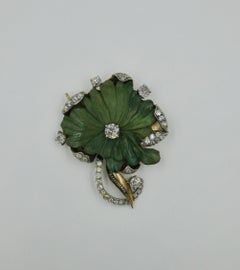 .85 Carat Center Diamond Turquoise Platinum Brooch Flower Belle Époque Victorian