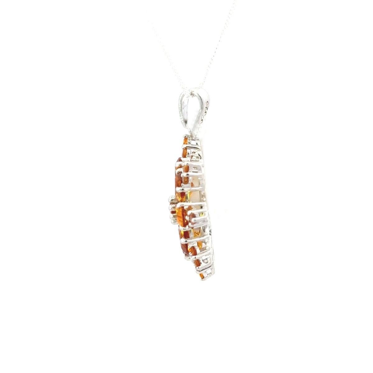 Women's 8.5 Carat Citrine Flower Sunburst Pendant for Women Necklace in 925 For Mom For Sale