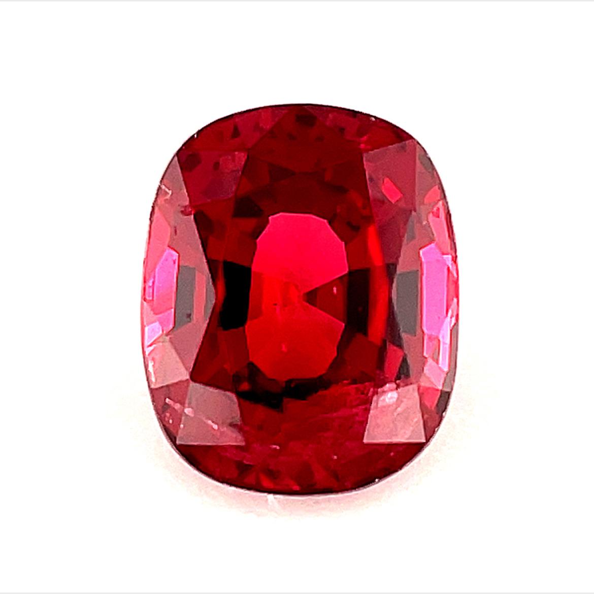 .85 Carat Cushion Cut Unset Loose Unmounted Red Spinel Gemstone For Sale 2
