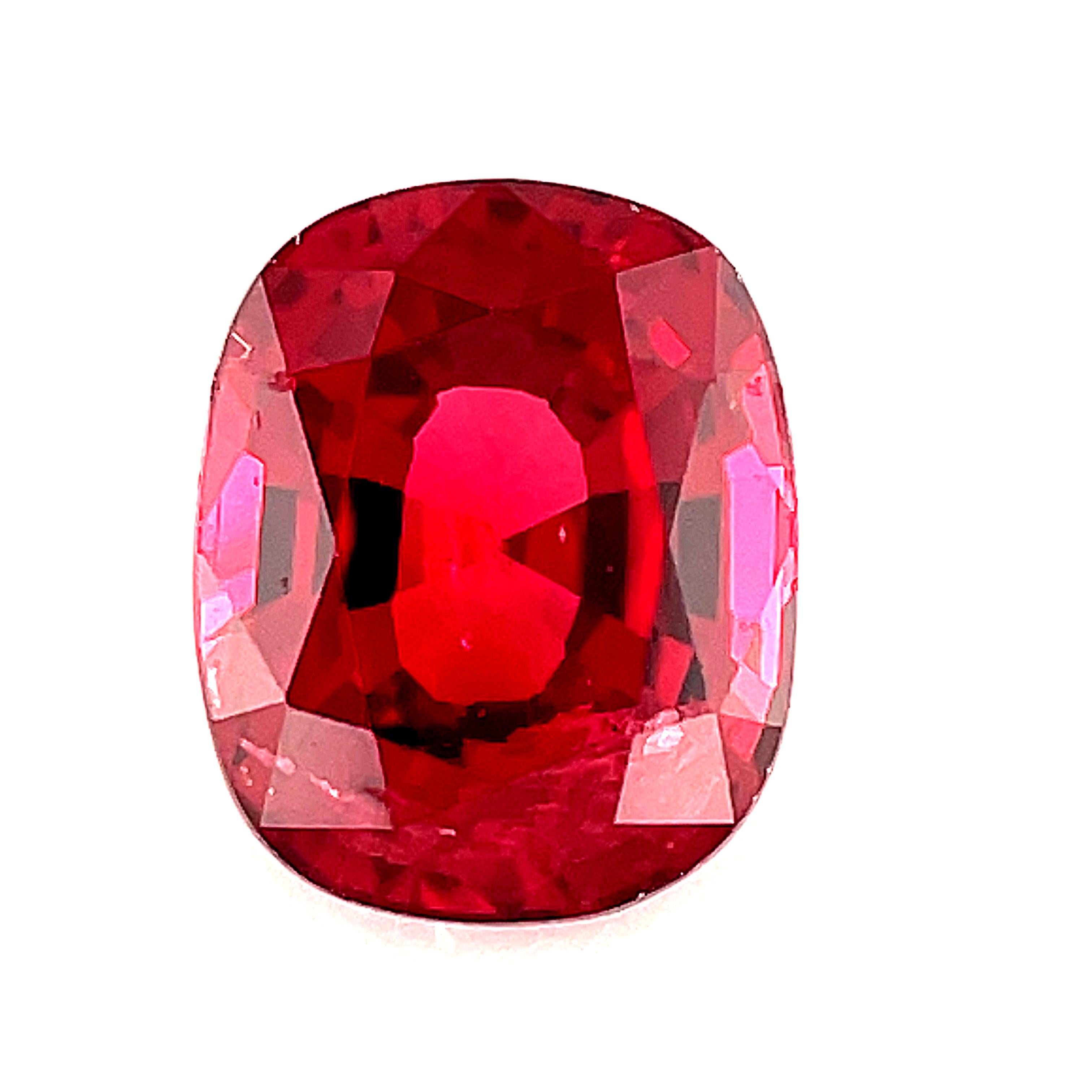 .85 Carat Cushion Cut Unset Loose Unmounted Red Spinel Gemstone For Sale 3