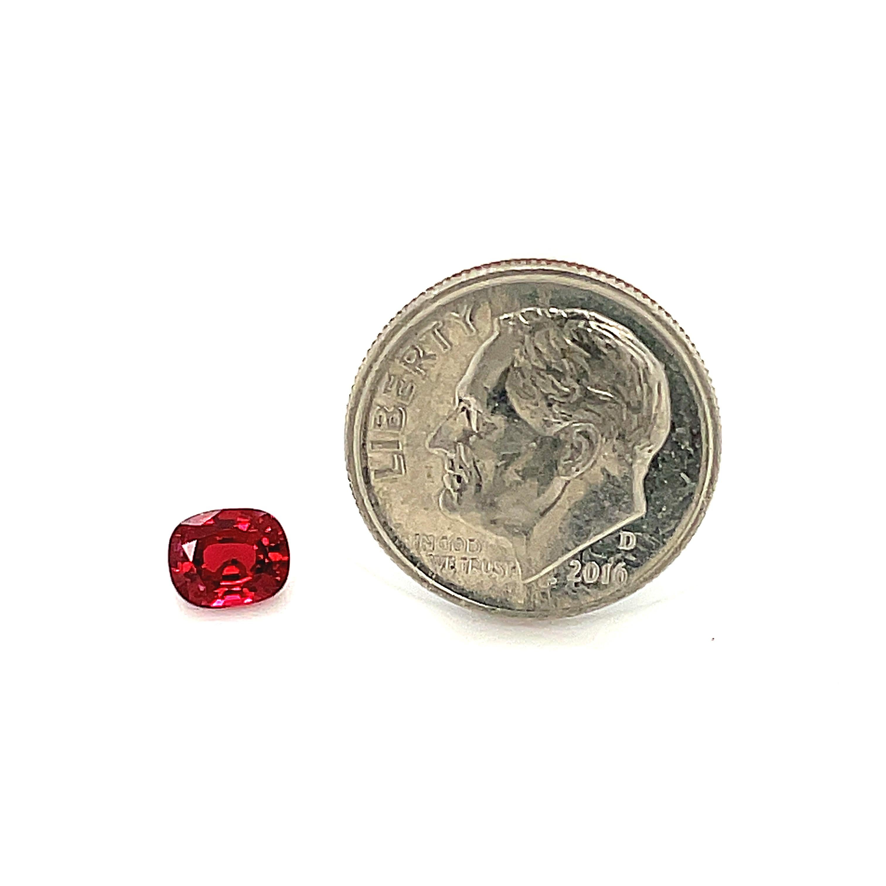 .85 Carat Cushion Cut Unset Loose Unmounted Red Spinel Gemstone For Sale 4