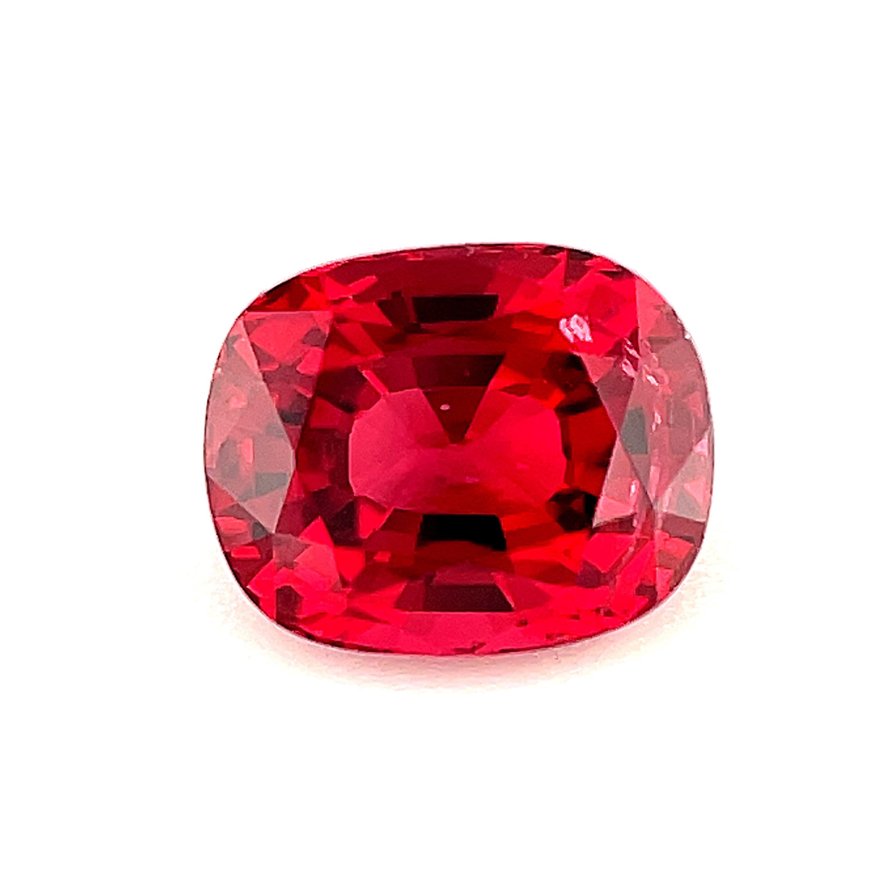 Women's or Men's .85 Carat Cushion Cut Unset Loose Unmounted Red Spinel Gemstone For Sale