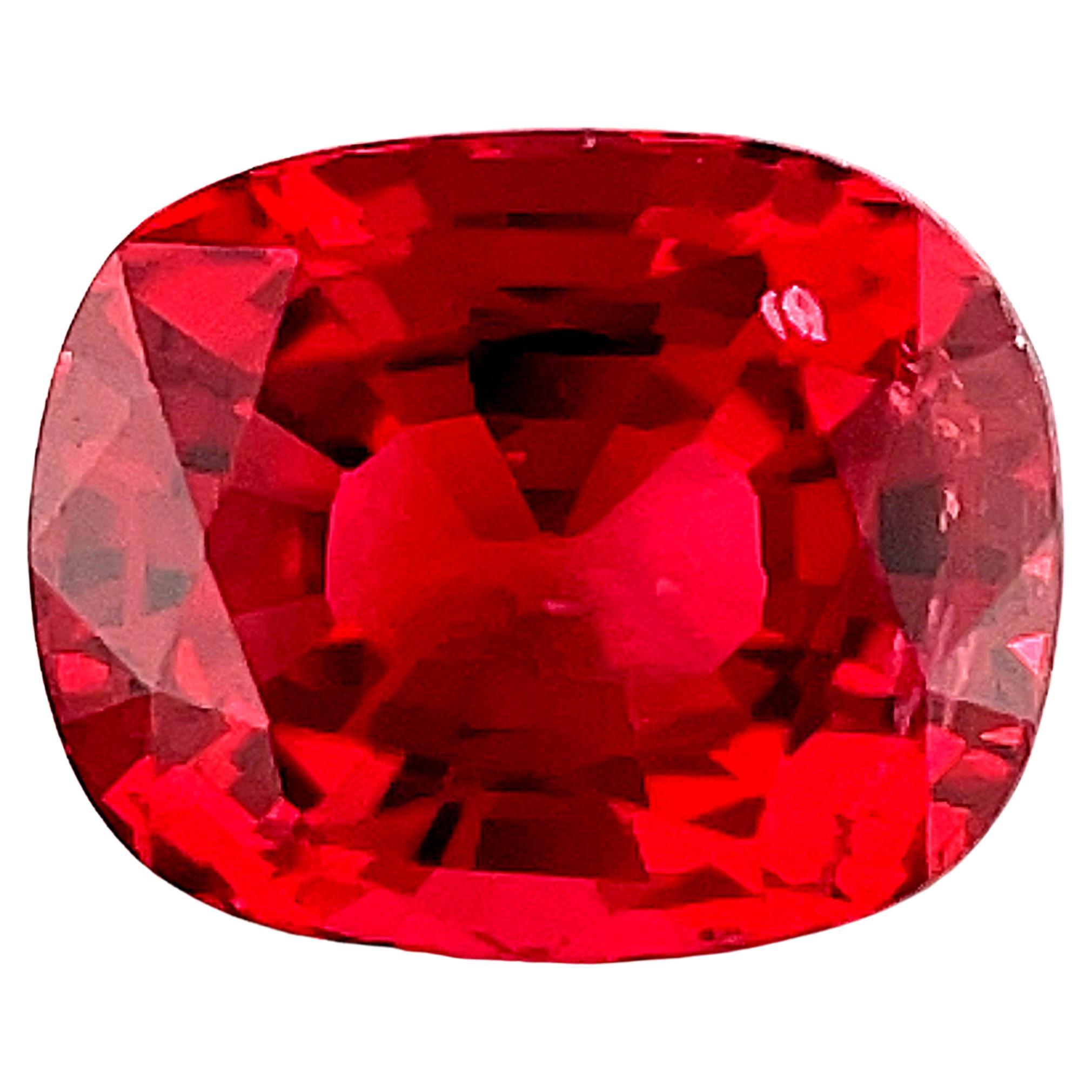 .85 Carat Cushion Cut Unset Loose Unmounted Red Spinel Gemstone