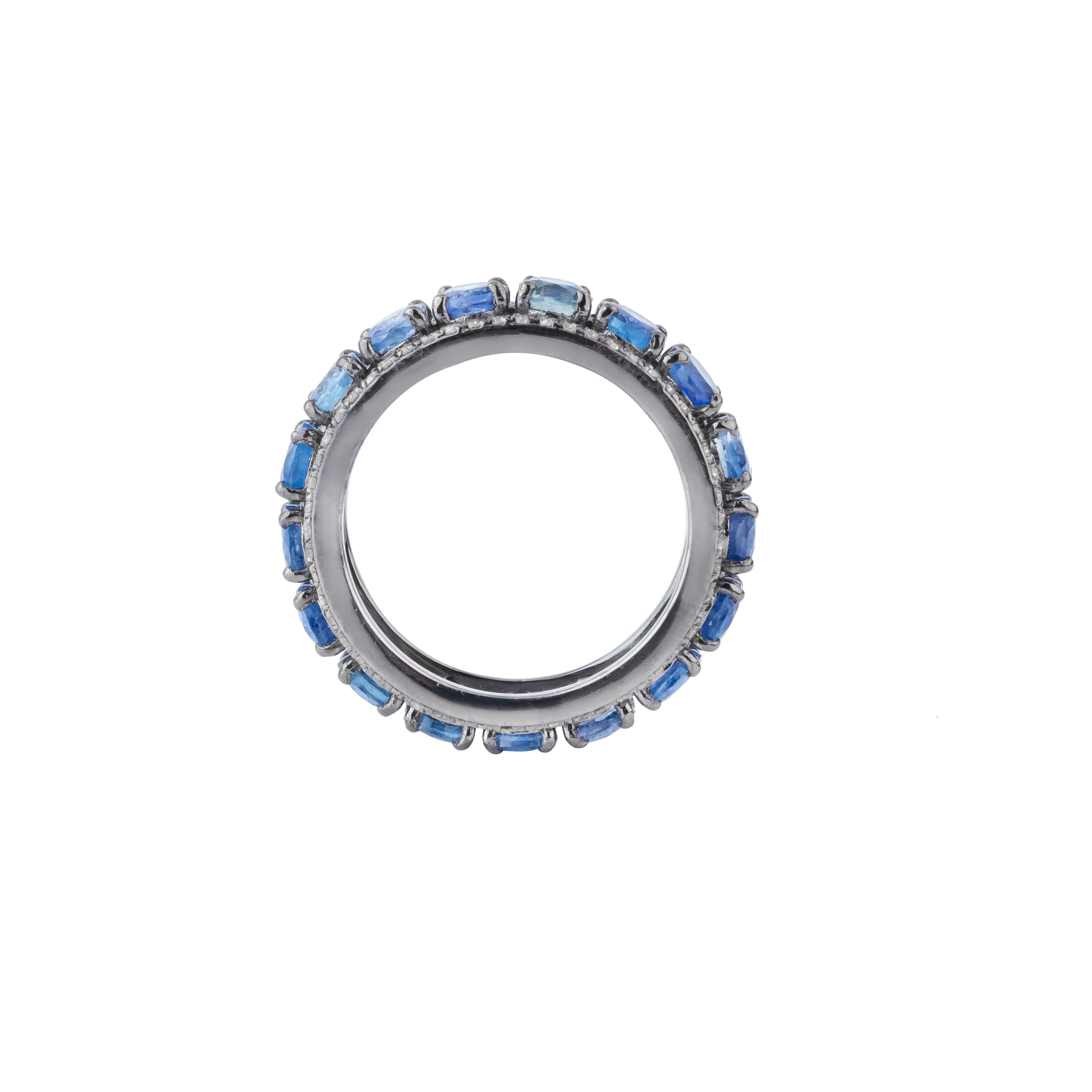 Contemporary 8.5 Carat Diamond and Sapphire Eternity Band Ring For Sale