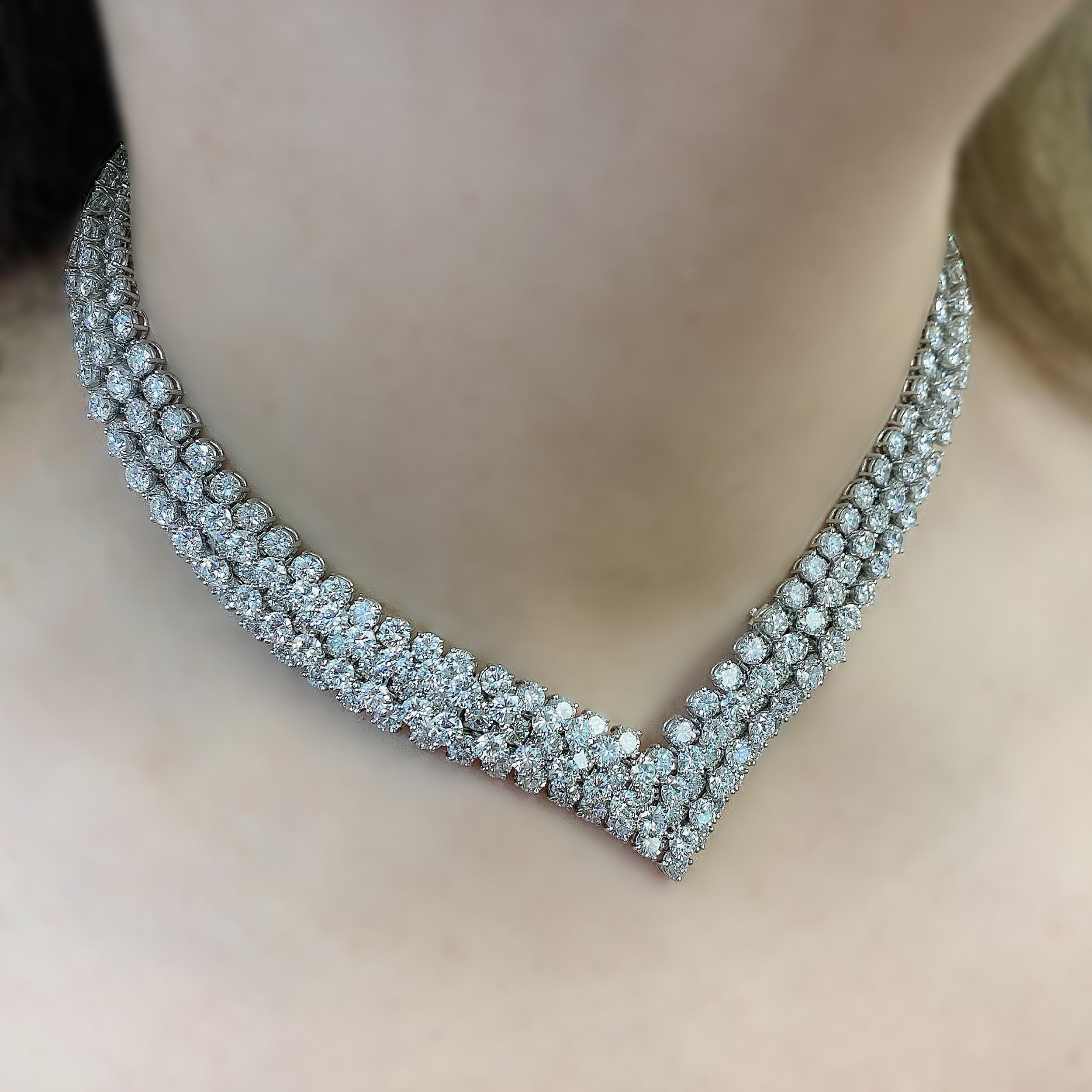 Round Cut 85 Carat Diamond Platinum Choker Necklace Transferrable Bracelets