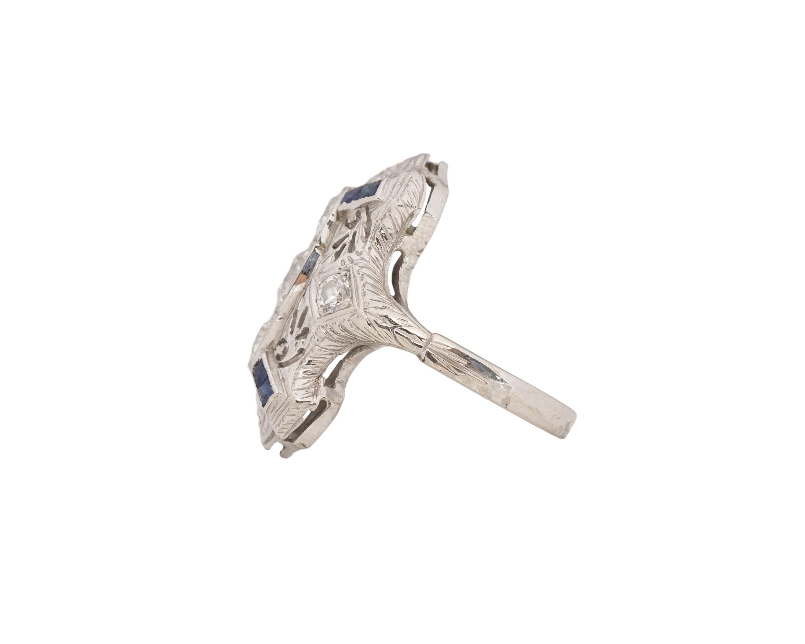 Art Deco .85 Carat Diamond Platinum Cocktail Ring For Sale