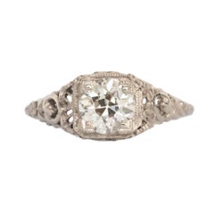 Antique .85 Carat Diamond White Gold Engagement Ring