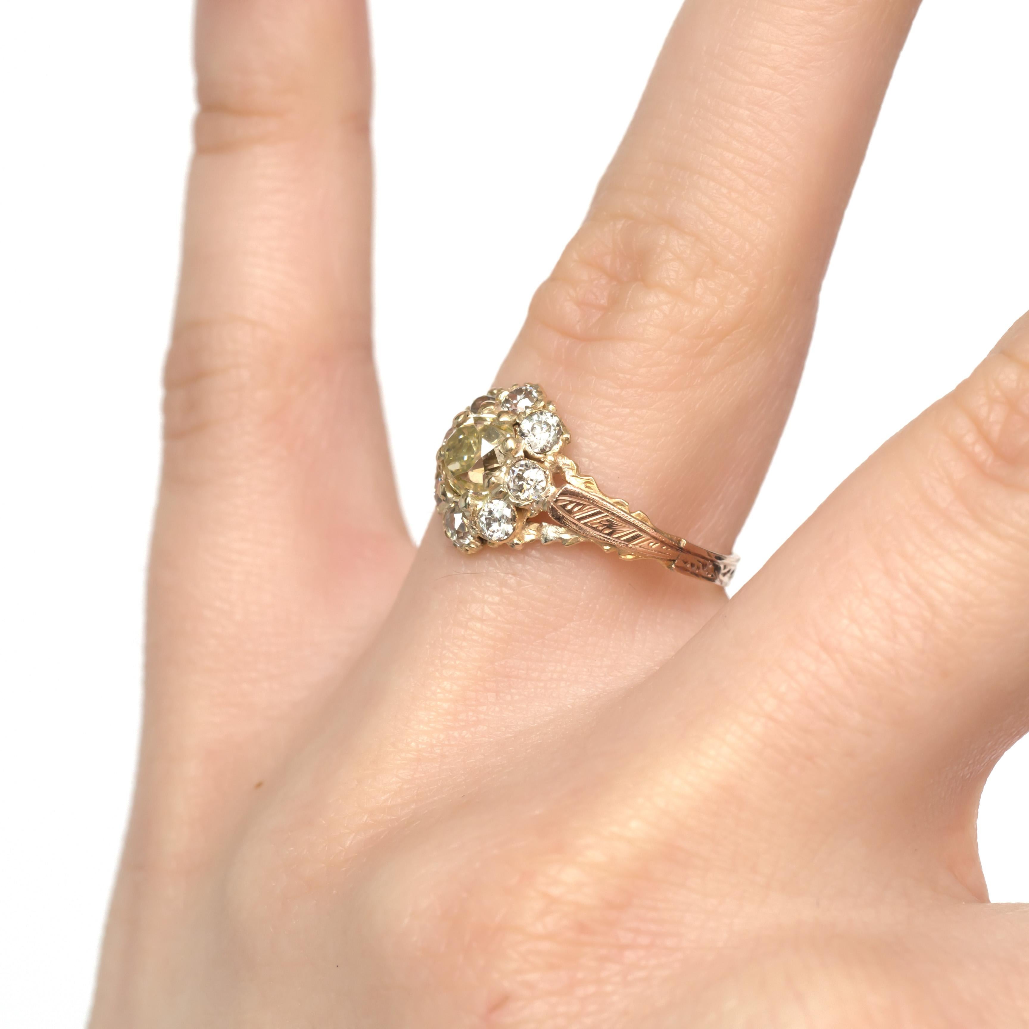 Women's or Men's .85 Carat Diamond Yellow Gold Engagement Ring