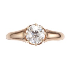 .85 Carat Diamond Yellow Gold Victorian Solitaire Engagement Ring