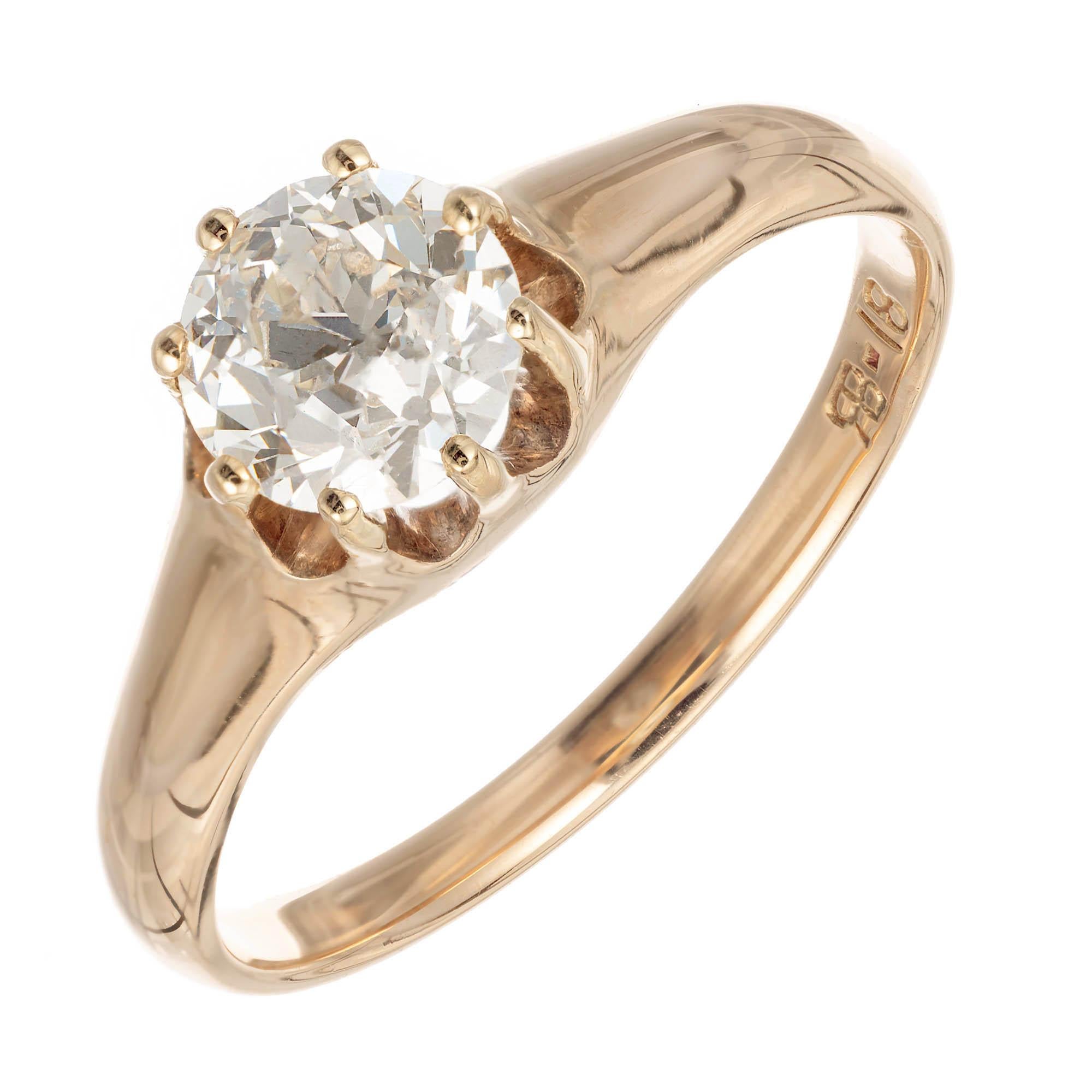 .85 Carat Diamond Yellow Gold Victorian Solitaire Engagement Ring