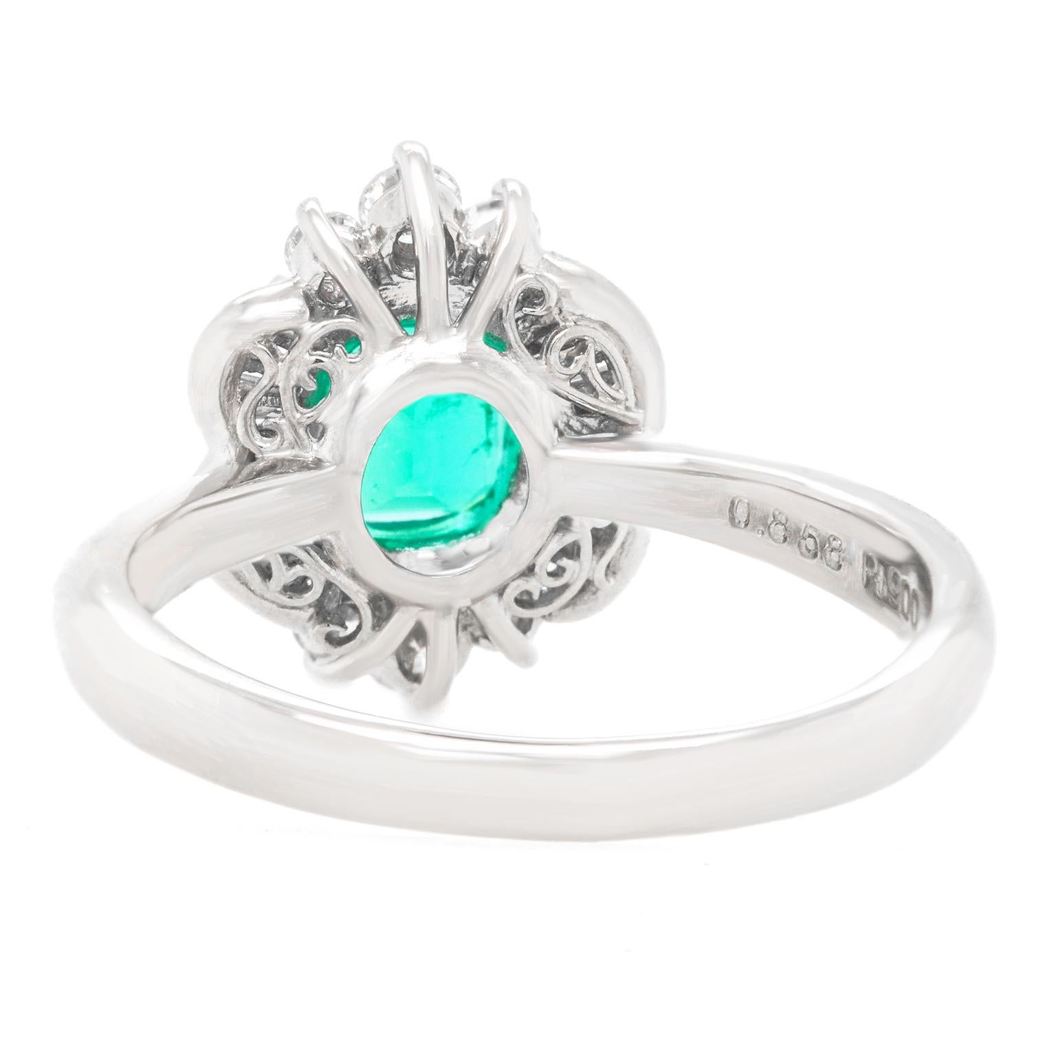 .85 Carat Emerald and Diamond Ring Platinum 5