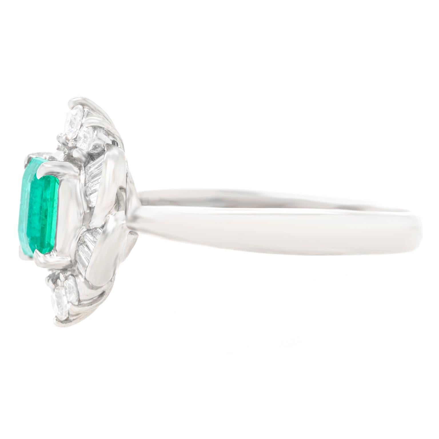 .85 Carat Emerald and Diamond Ring Platinum 2