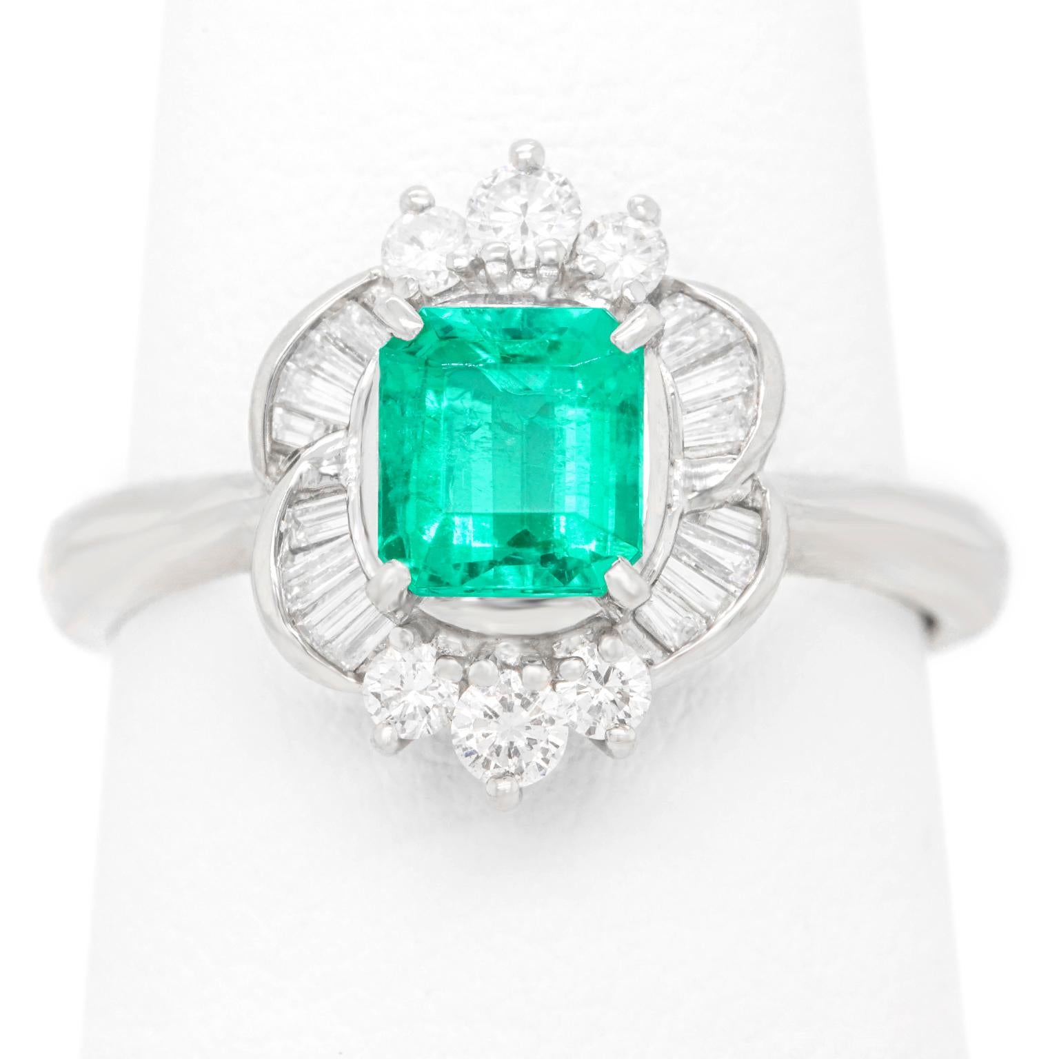 .85 Carat Emerald and Diamond Ring Platinum 3