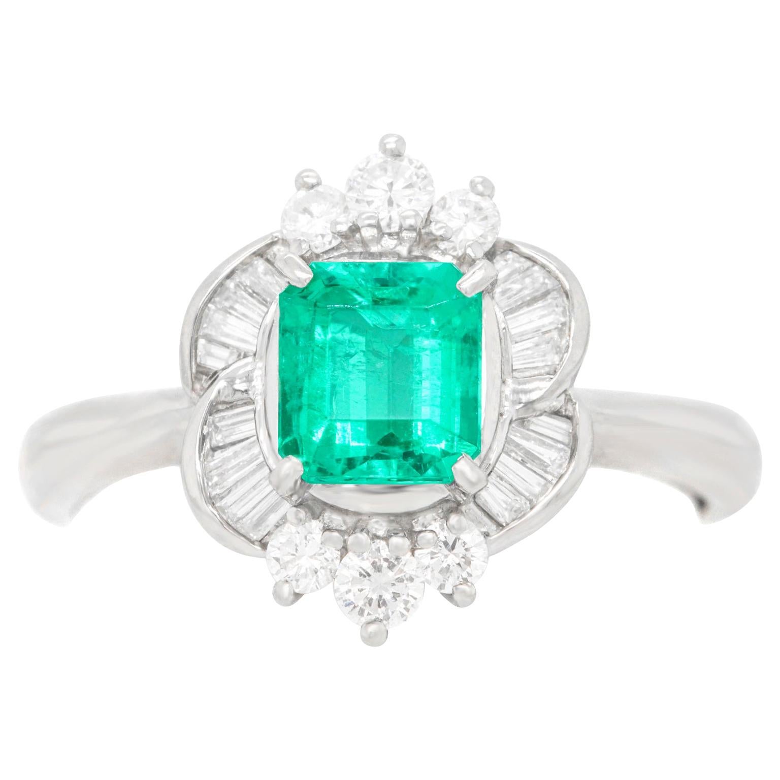 .85 Carat Emerald and Diamond Ring Platinum