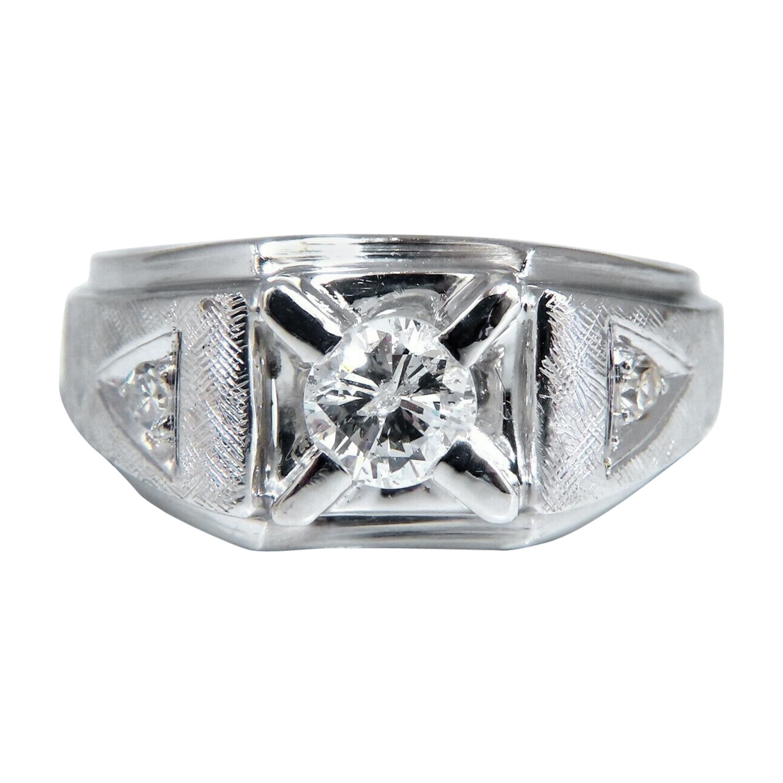 .85 Carat Natural Diamonds Men’s Solitaire Accent Ring 14 Karat For Sale at 1stDibs mens