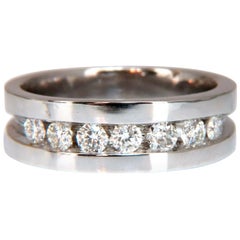 .85 Carat Natural Round Cut Diamonds Men's Band 14 Karat Channel '7' Comfort Fit