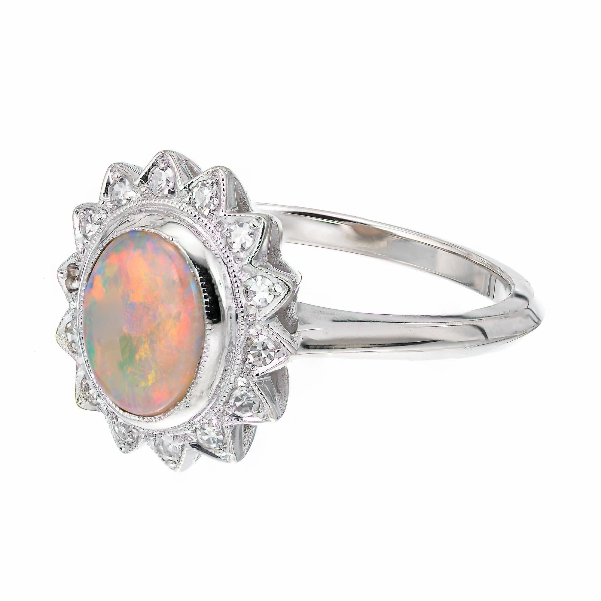 .85 Carat Opal Diamond Halo White Gold Ring For Sale at 1stDibs | 85 ...
