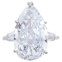 8.5 Carat Pear Statement Brilliant White / D color VS 14K  Diamond Ring