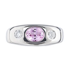 .85 Carat Pink Diamond Diamond Gold Three-Stone Gypsy Ring (bague tzigane à trois pierres)