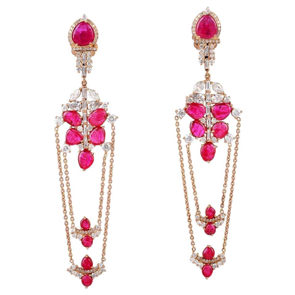 Antique Ruby Drop Earrings - 1,083 For Sale at 1stDibs | ruby drop ...