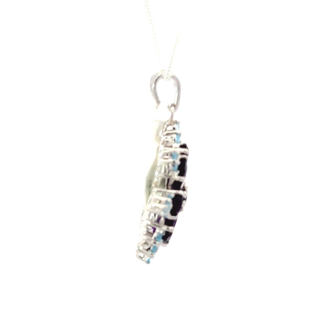 Women's 8.5 Carat Starburst Amethyst Blue Topaz Silver Pendant Necklace for Girlfriend