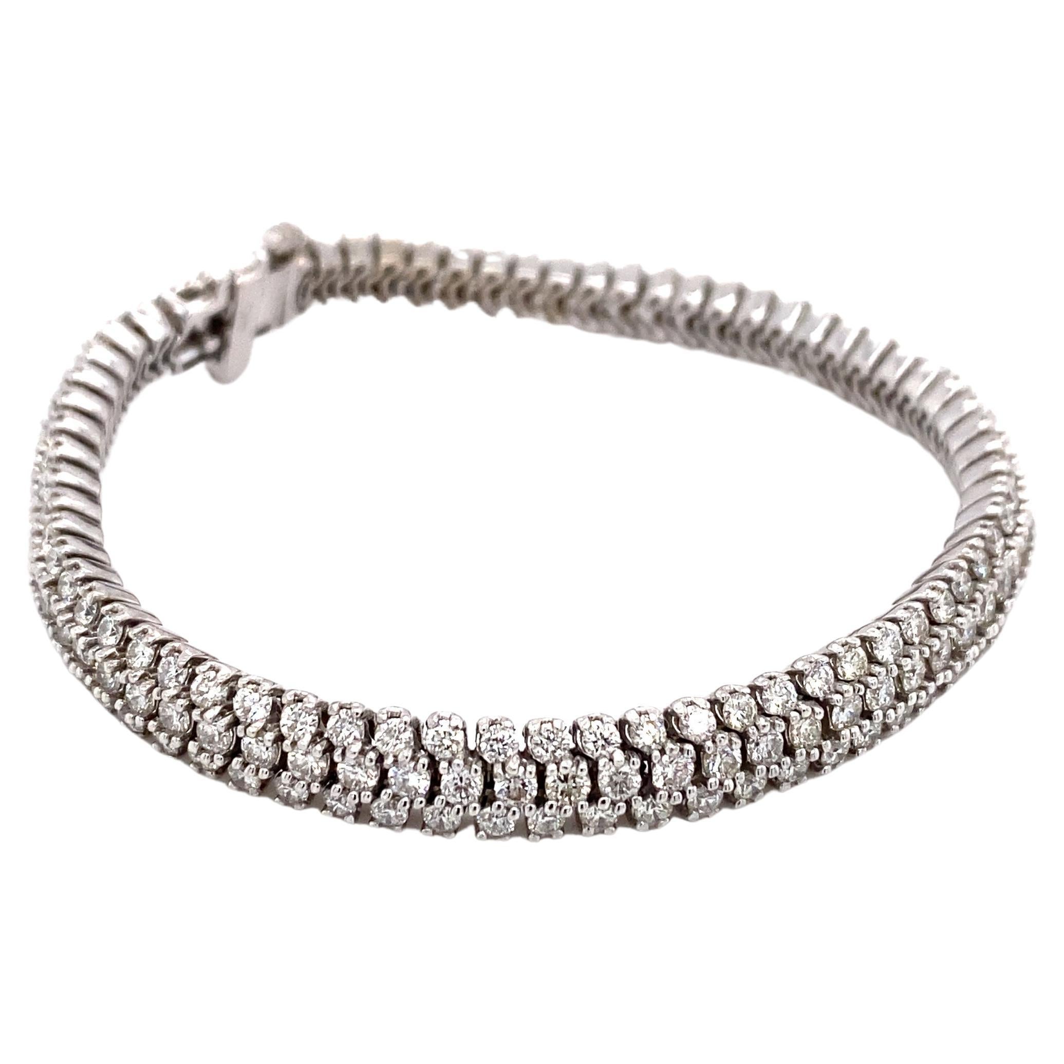 16 Carat ThreeRow Diamond Platinum Tennis Bracelet For Sale at 1stDibs