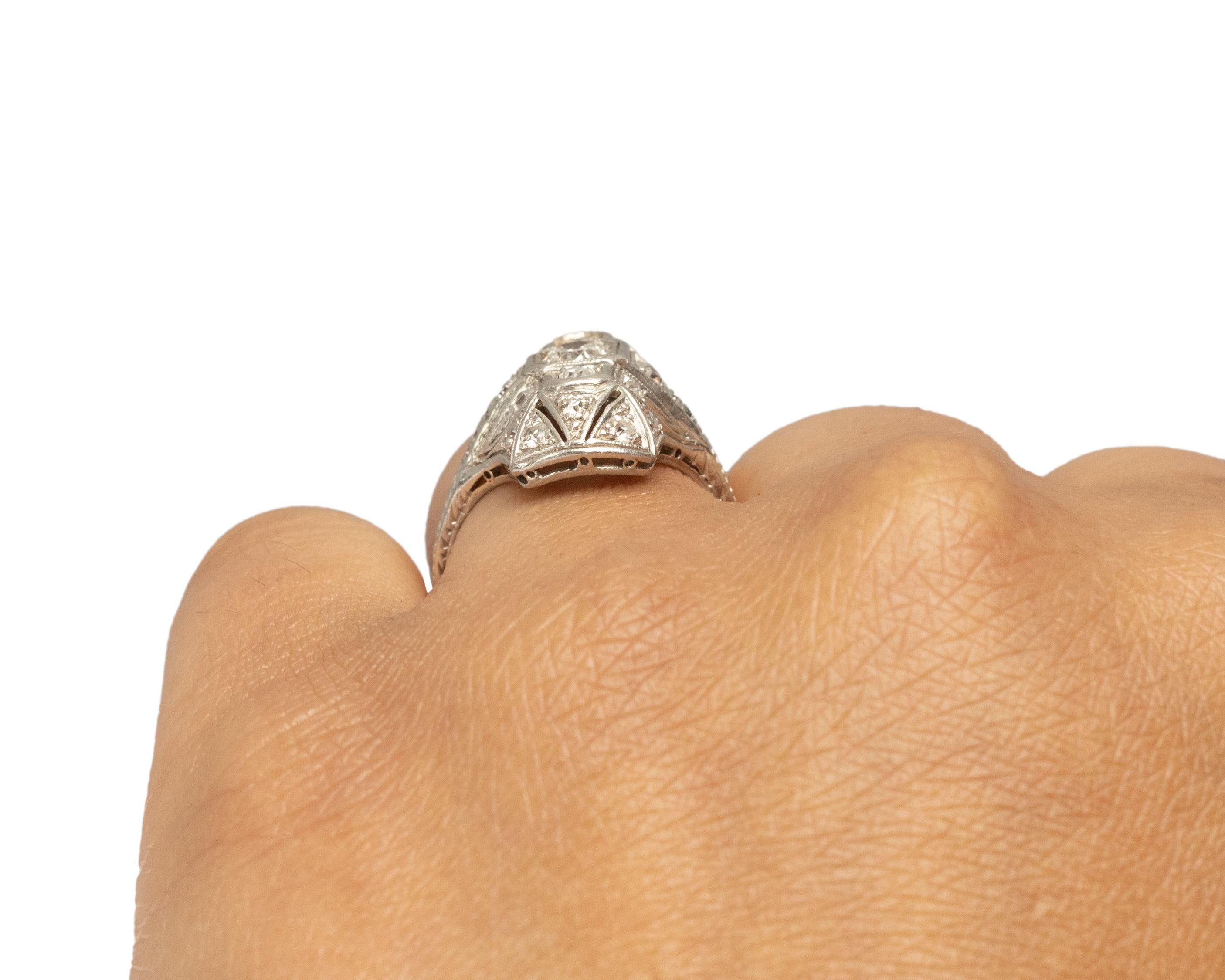 .85 Carat Total Weight Art Deco Diamond Platinum Engagement Ring For Sale 1