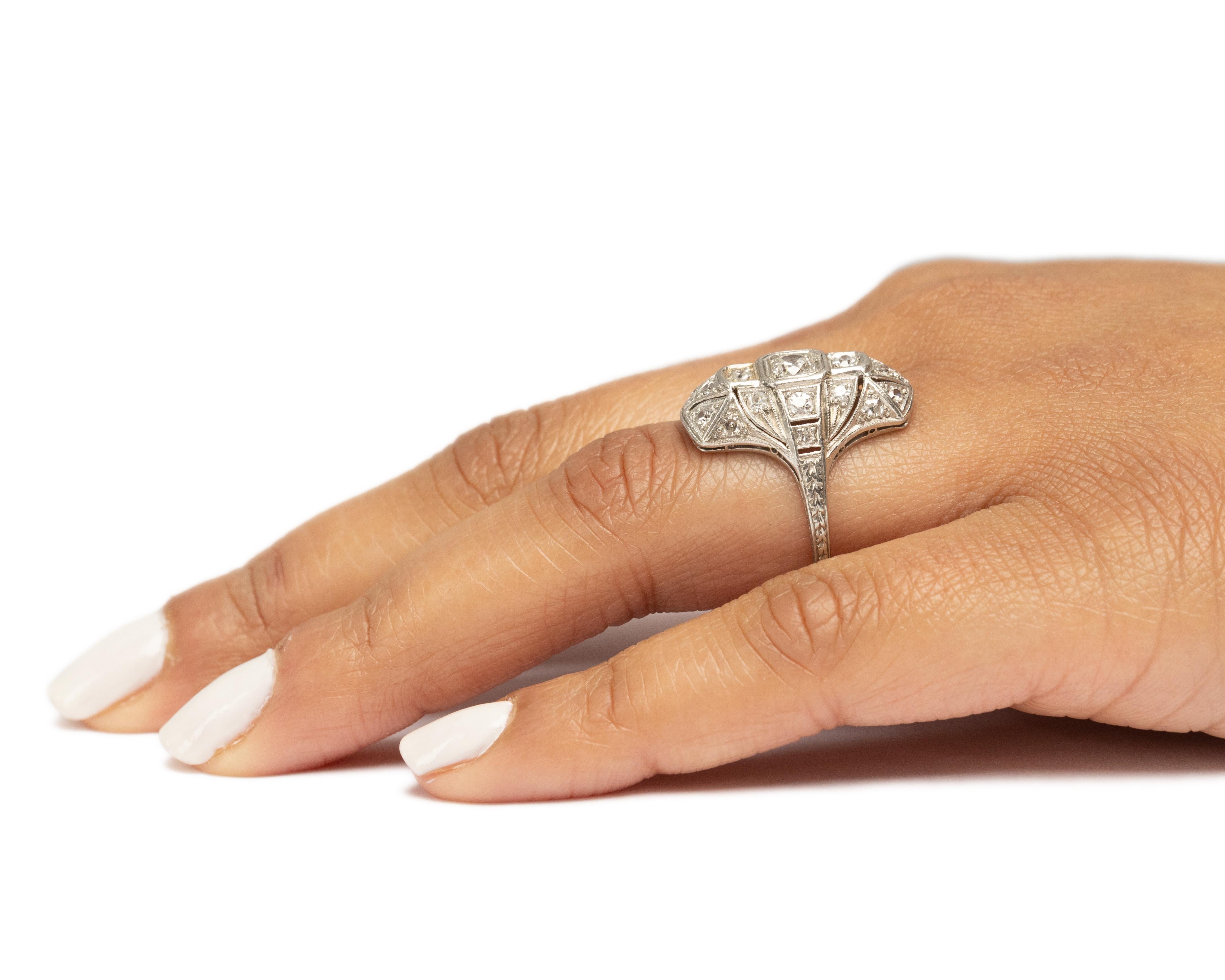 .85 Carat Total Weight Art Deco Diamond Platinum Engagement Ring For Sale 2
