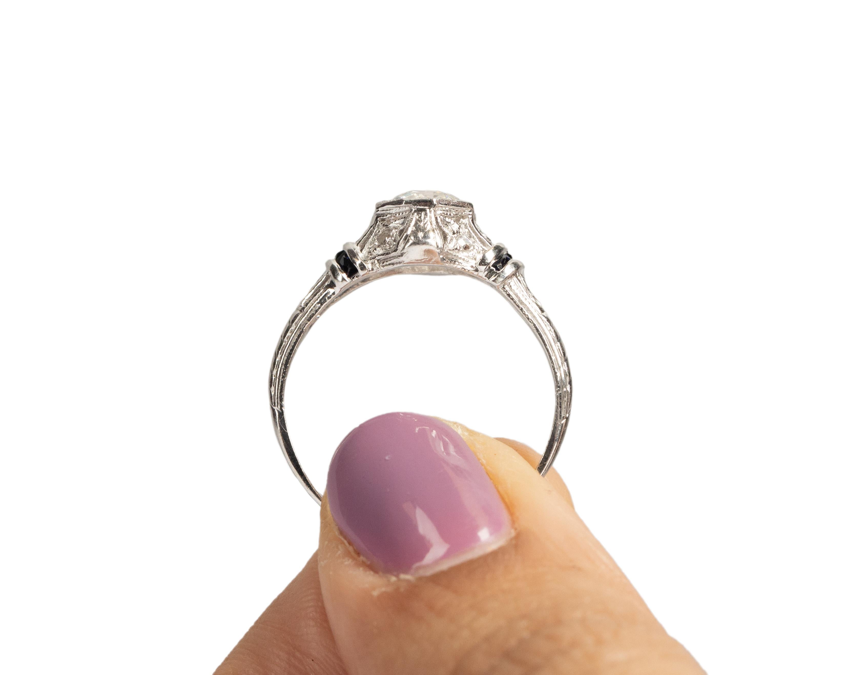 .85 Carat Total Weight Art Deco Diamond Platinum Engagement Ring For Sale 3