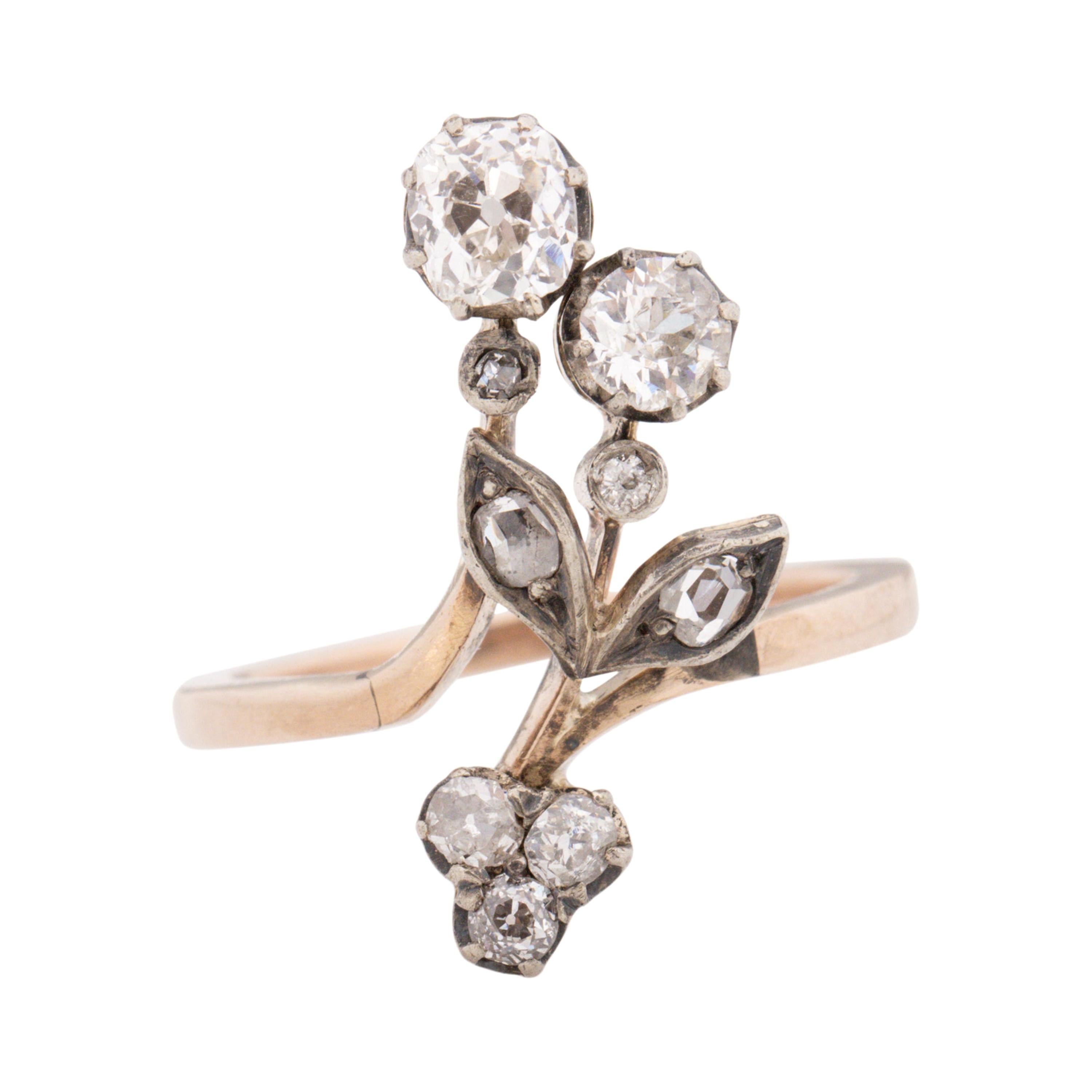 .85 Carat Victorian Diamond Platinum Engagement Ring For Sale