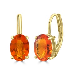 .85 ct. t.w. Oval Fire Opal Lever Back Drop Earrings in 14K Gold