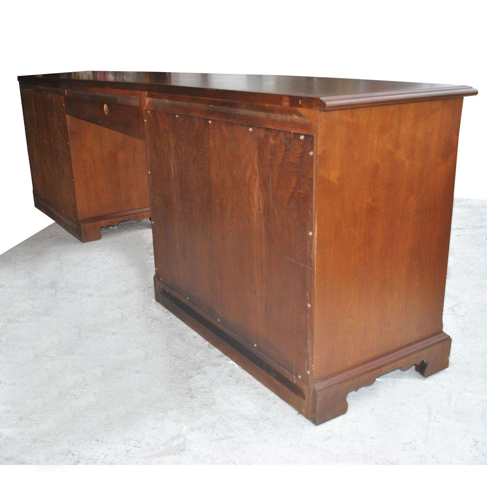 8.5 FT Midcentury Widdicomb Burl Walnut Campaign Kneehole Credenza 5