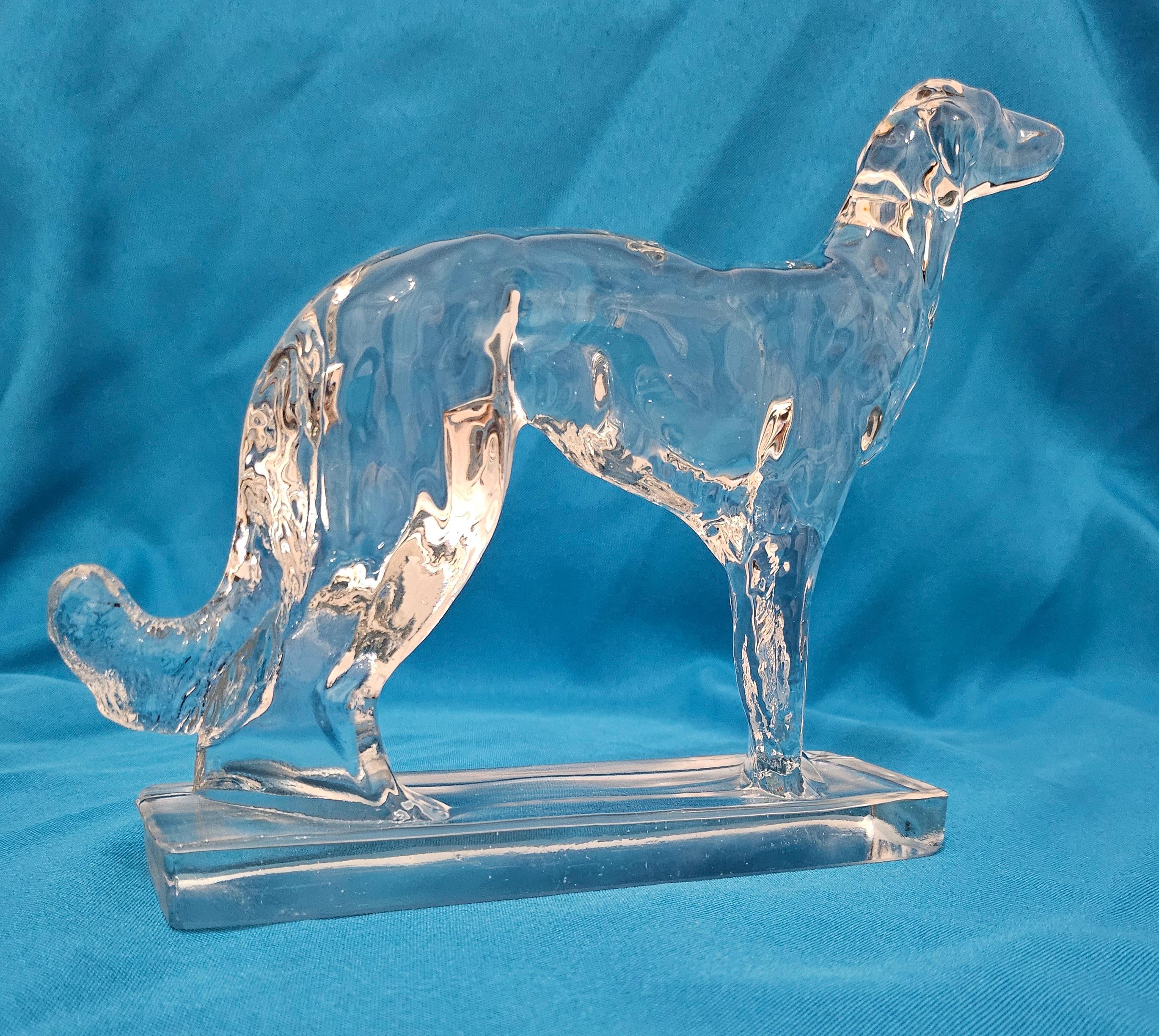 American 8.5 Inch Glass Russian Wolfhound/Borzoi/Sighthound Sculpture