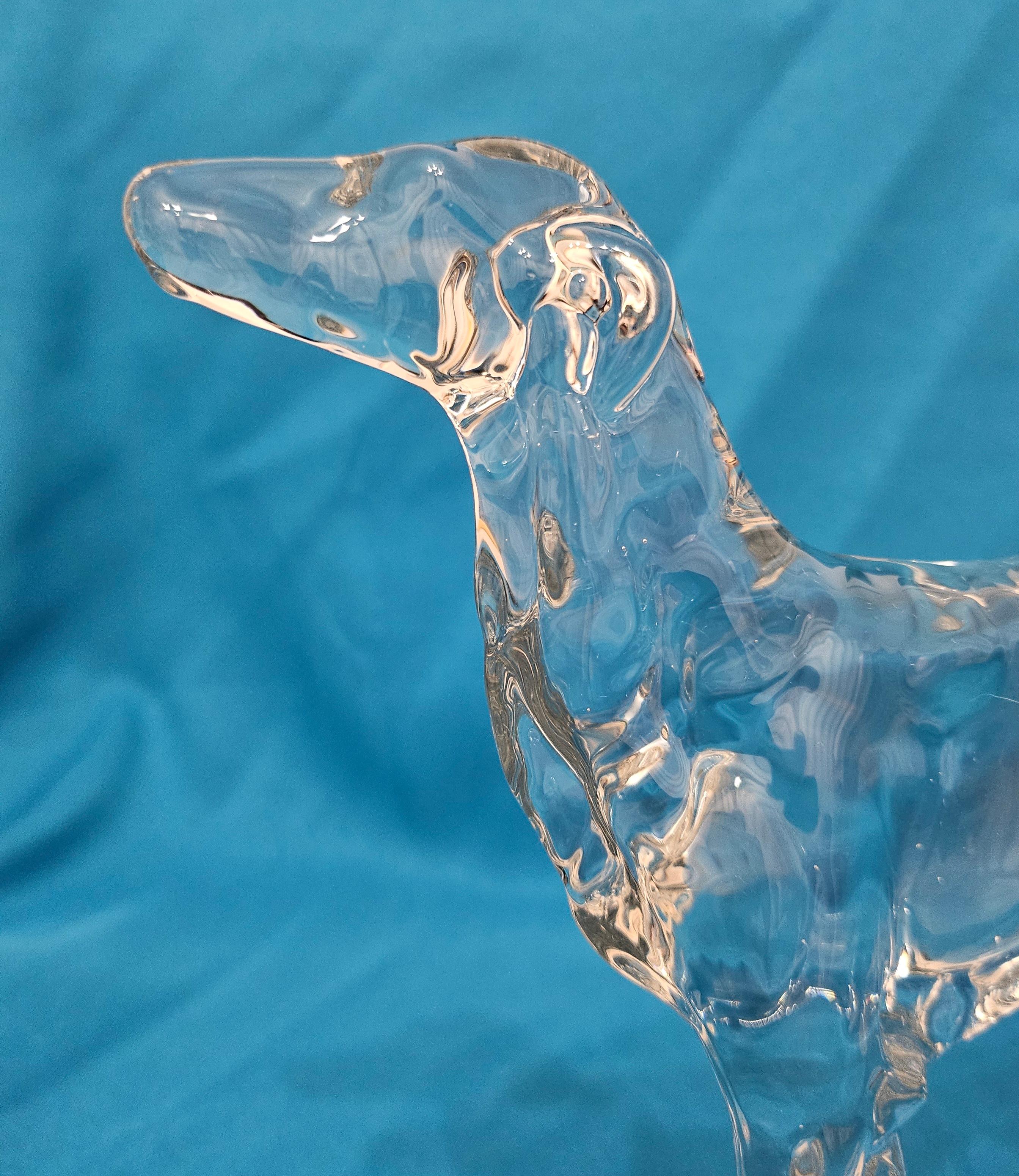 20th Century 8.5 Inch Glass Russian Wolfhound/Borzoi/Sighthound Sculpture
