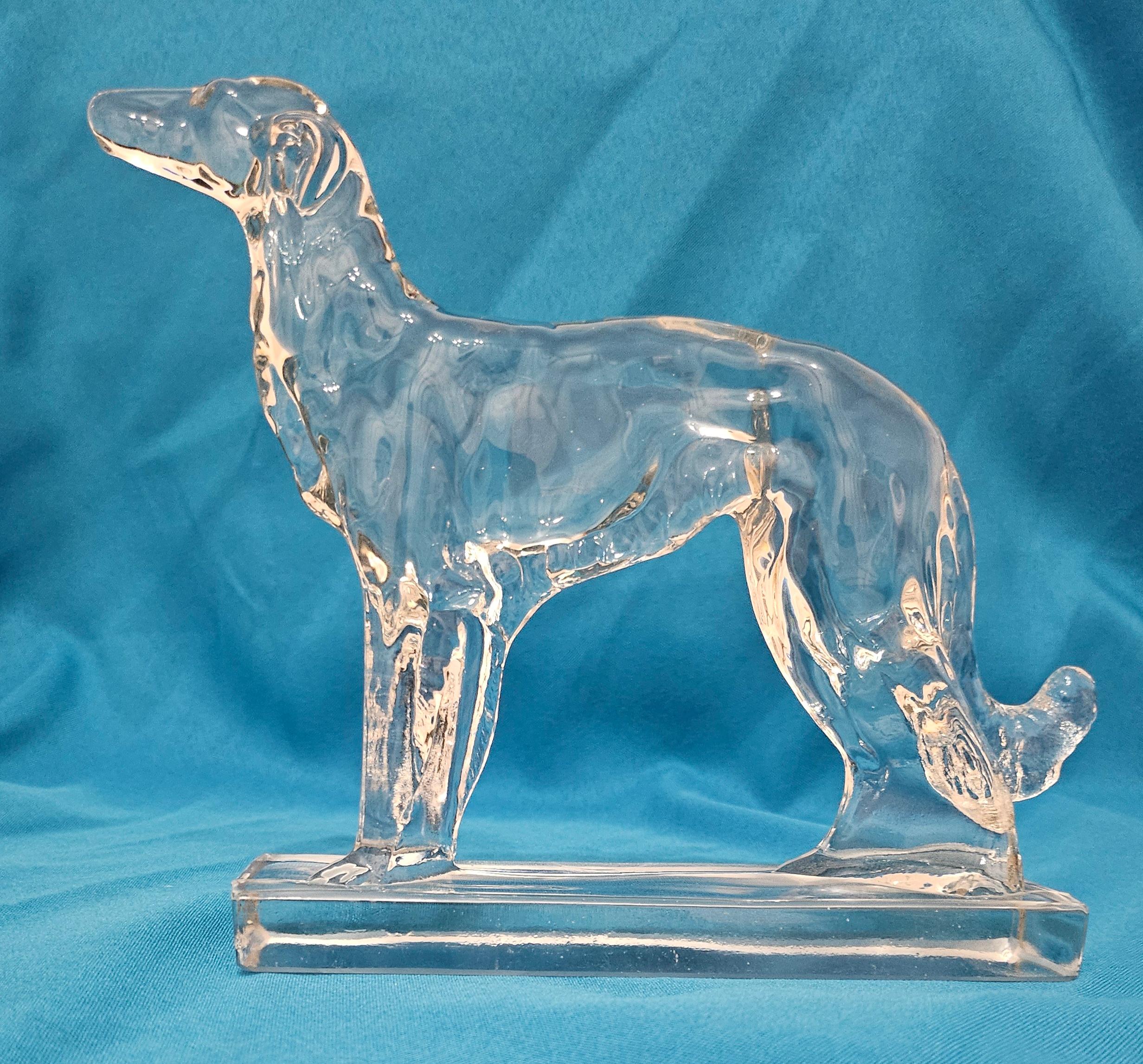 8.5 Inch Glass Russian Wolfhound/Borzoi/Sighthound Sculpture 1