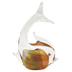8.5 Inch Multi-Color Murano Glass Fish Sculpture - CLOSING SALE