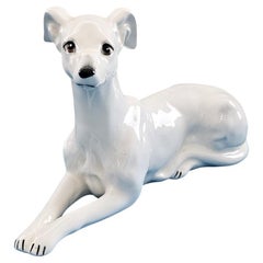 8.5 Inch White Porcelain or Ceramic Greyhound / Whippet