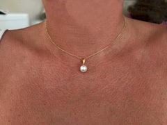 8.5 Mm White Akoya Pearl Pendant on 16" Cable Link Chain