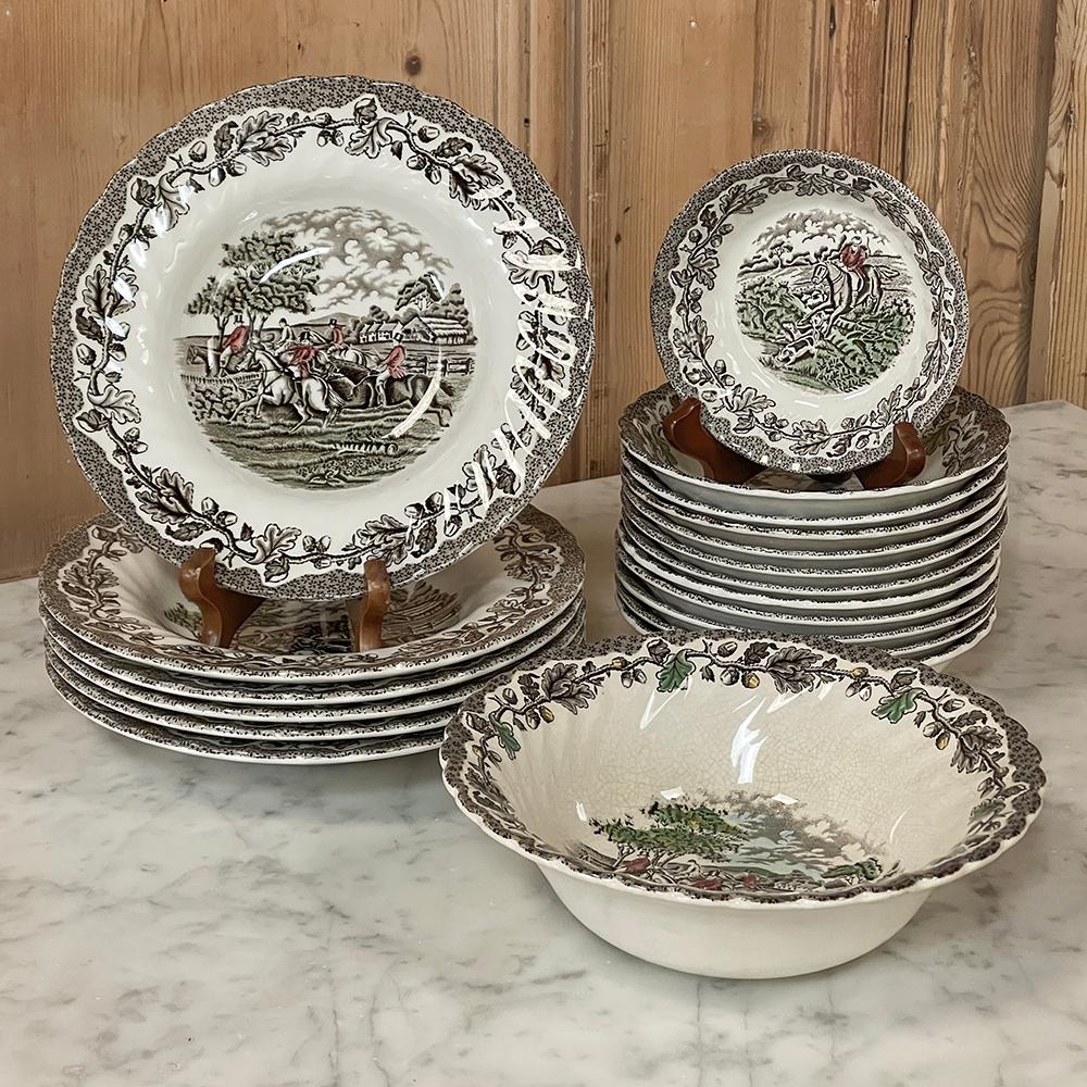 85 Piece Antique Staffordshire Dinnerware Set For Sale 1
