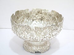 8.5" Sterling Silver Jacobi & Jenkins Antique Fruit Floral Repousse Footed Bowl