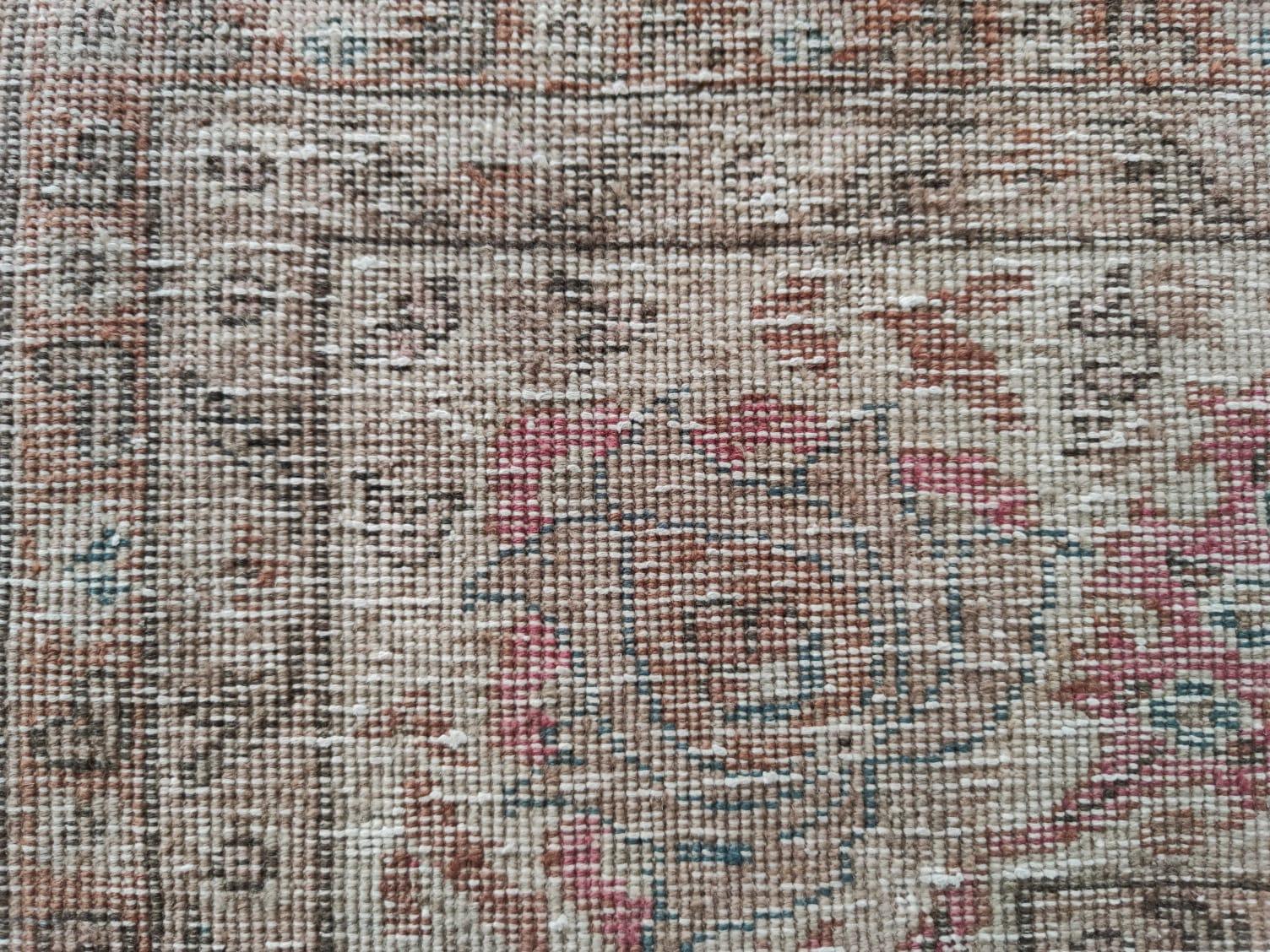 8.5x11 Ft Vintage Handmade Floral Pattern Turkish Wool Area Rug in Tawny Brown 2