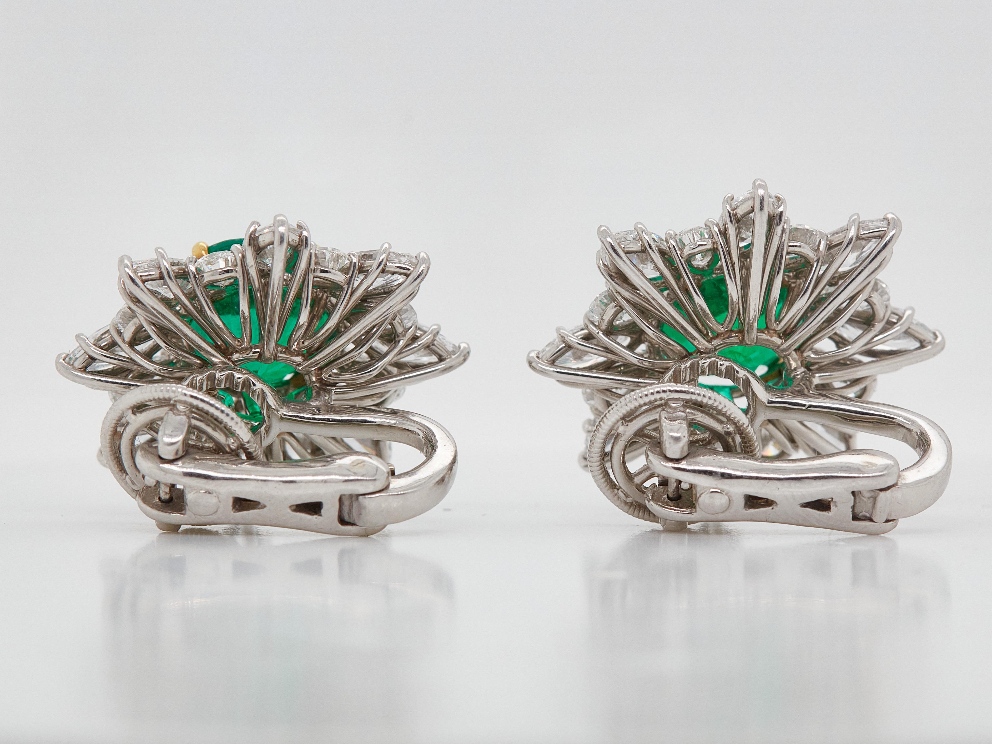 Modern 8.50 Carat Certified Vivid Green Emerald Diamond Stud Earrings