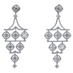 8,50 Karat Kissen-Diamant-Kronleuchter-Ohrringe