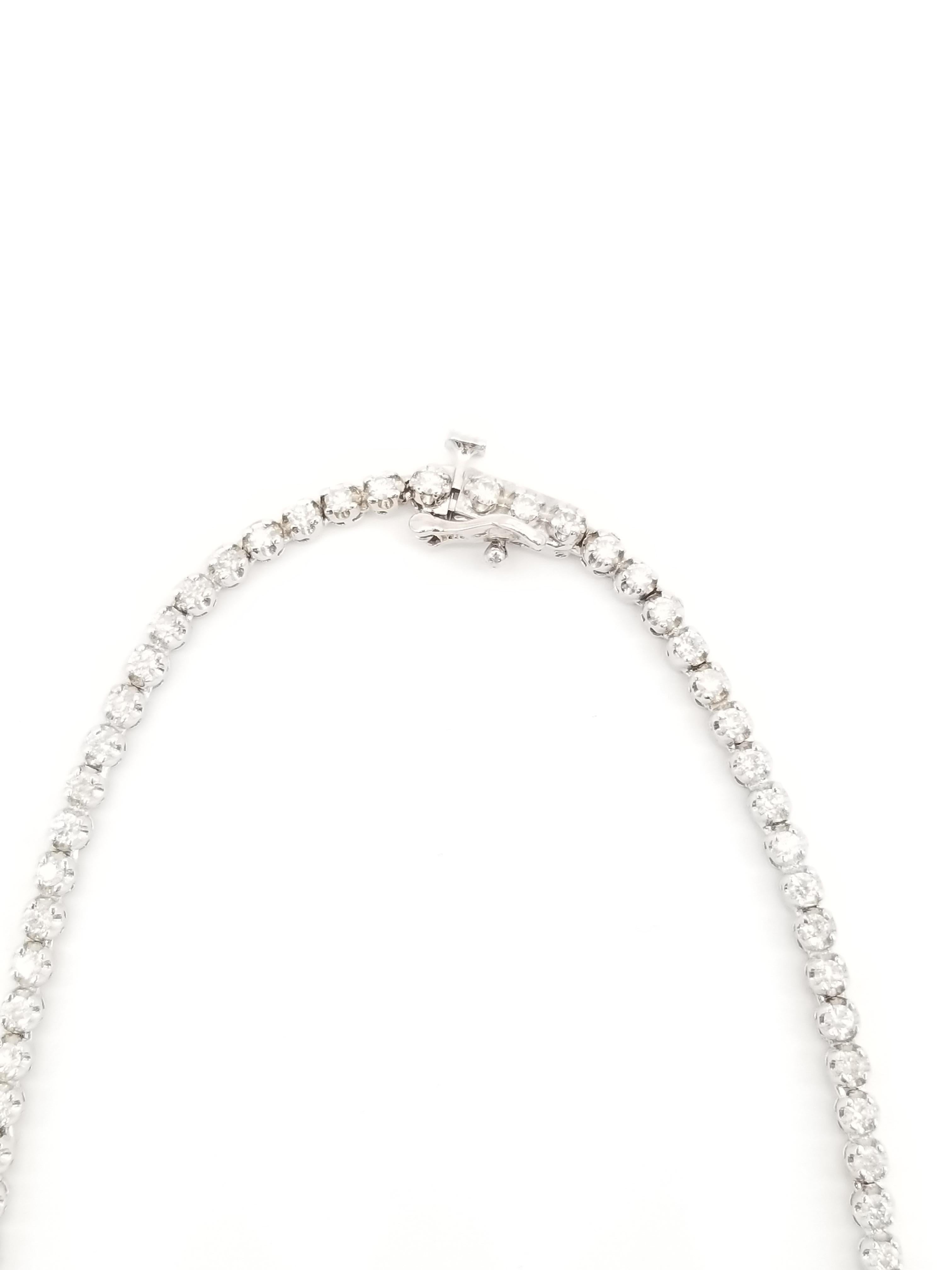 Women's 8.40 Carat Diamond Graduated Riviera Tennis Necklace 14 Karat White Gold For Sale