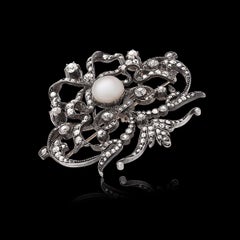 8.50 Carat Georgian Brooch with a Natural Pearl