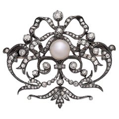 8.50 Carat Georgian Brooch with a Natural Pearl